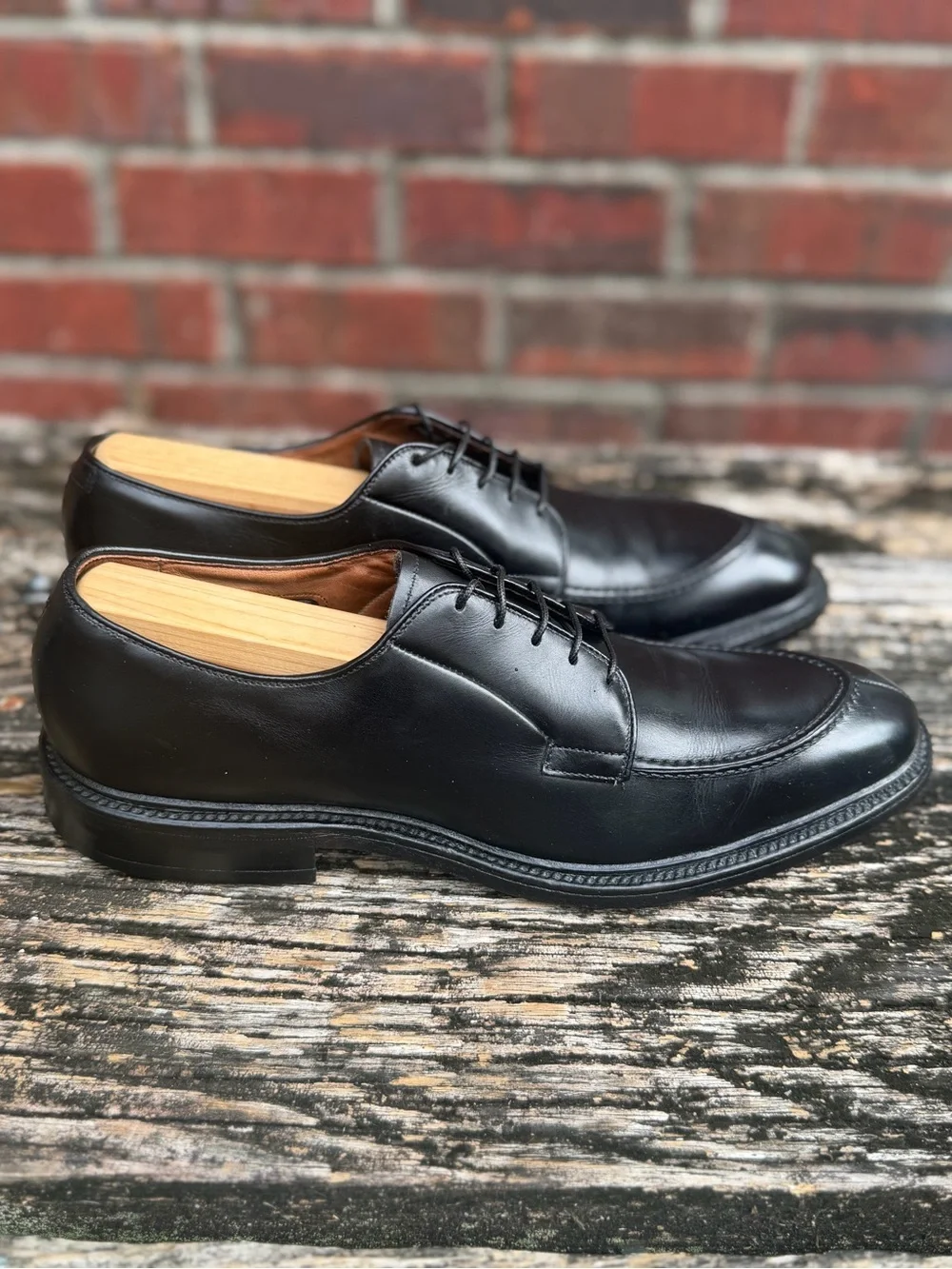 Allen Edmonds Brentwood Men’s 7.5 AA Split Toe Black Leather Oxford Dress Shoes
